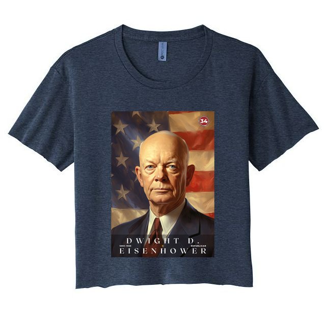 Dwight Eisenhower 34th President Of The United States Portrait Crop Top