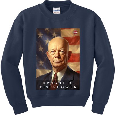 Dwight Eisenhower 34th President Of The United States Portrait Kids Sweatshirt