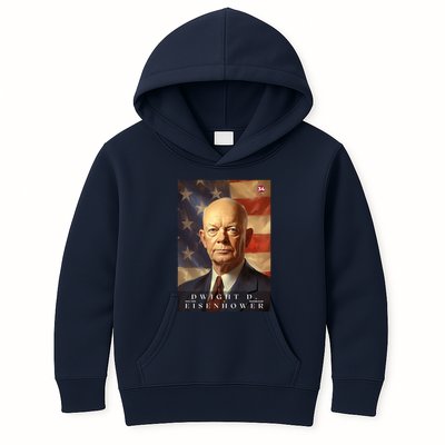 Dwight Eisenhower 34th President Of The United States Portrait Kids Hoodie
