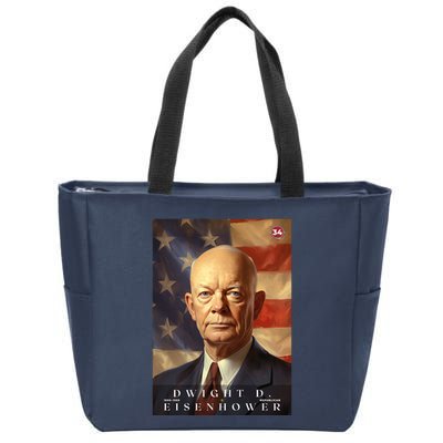 Dwight Eisenhower 34th President Of The United States Portrait Zip Tote Bag