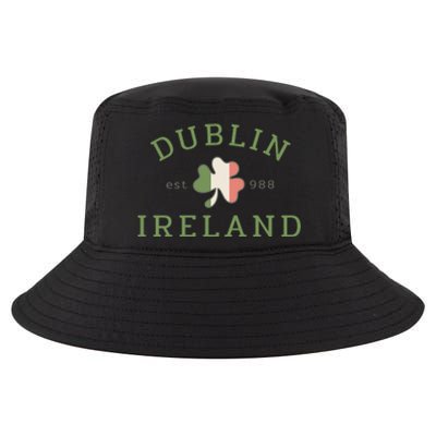 Dublin Est 988 Ireland Flag Shamrock Groovy St Patrick Day Cool Comfort Performance Bucket Hat