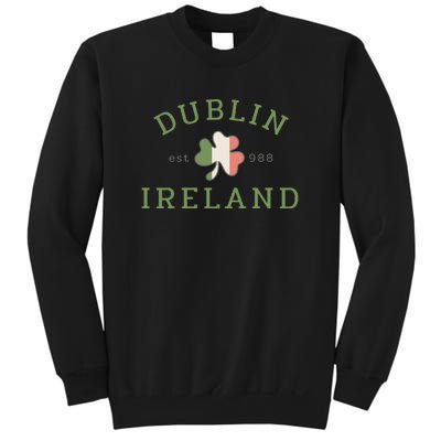 Dublin Est 988 Ireland Flag Shamrock Groovy St Patrick Day Sweatshirt