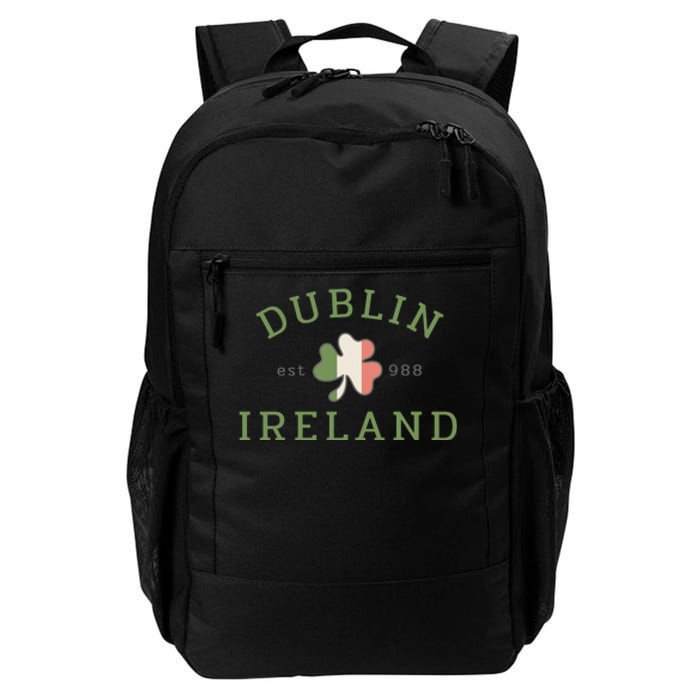 Dublin Est 988 Ireland Flag Shamrock Groovy St Patrick Day Daily Commute Backpack