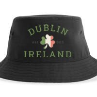 Dublin Est 988 Ireland Flag Shamrock Groovy St Patrick Day Sustainable Bucket Hat