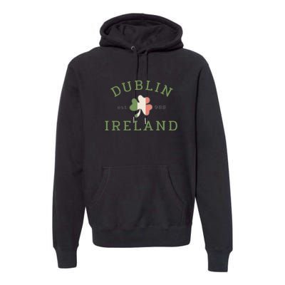 Dublin Est 988 Ireland Flag Shamrock Groovy St Patrick Day Premium Hoodie