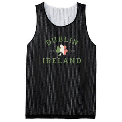 Dublin Est 988 Ireland Flag Shamrock Groovy St Patrick Day Mesh Reversible Basketball Jersey Tank