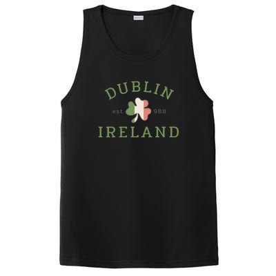 Dublin Est 988 Ireland Flag Shamrock Groovy St Patrick Day PosiCharge Competitor Tank