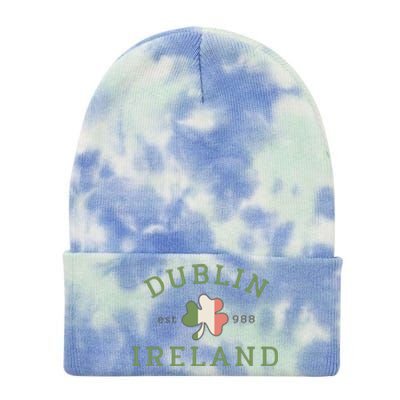 Dublin Est 988 Ireland Flag Shamrock Groovy St Patrick Day Tie Dye 12in Knit Beanie