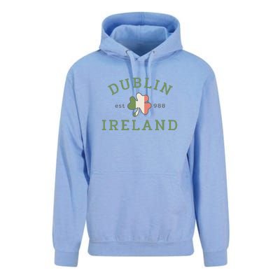 Dublin Est 988 Ireland Flag Shamrock Groovy St Patrick Day Unisex Surf Hoodie