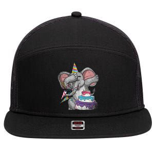 Dabbing Elephant Africa Safari Animal Cake Birthday 7 Panel Mesh Trucker Snapback Hat