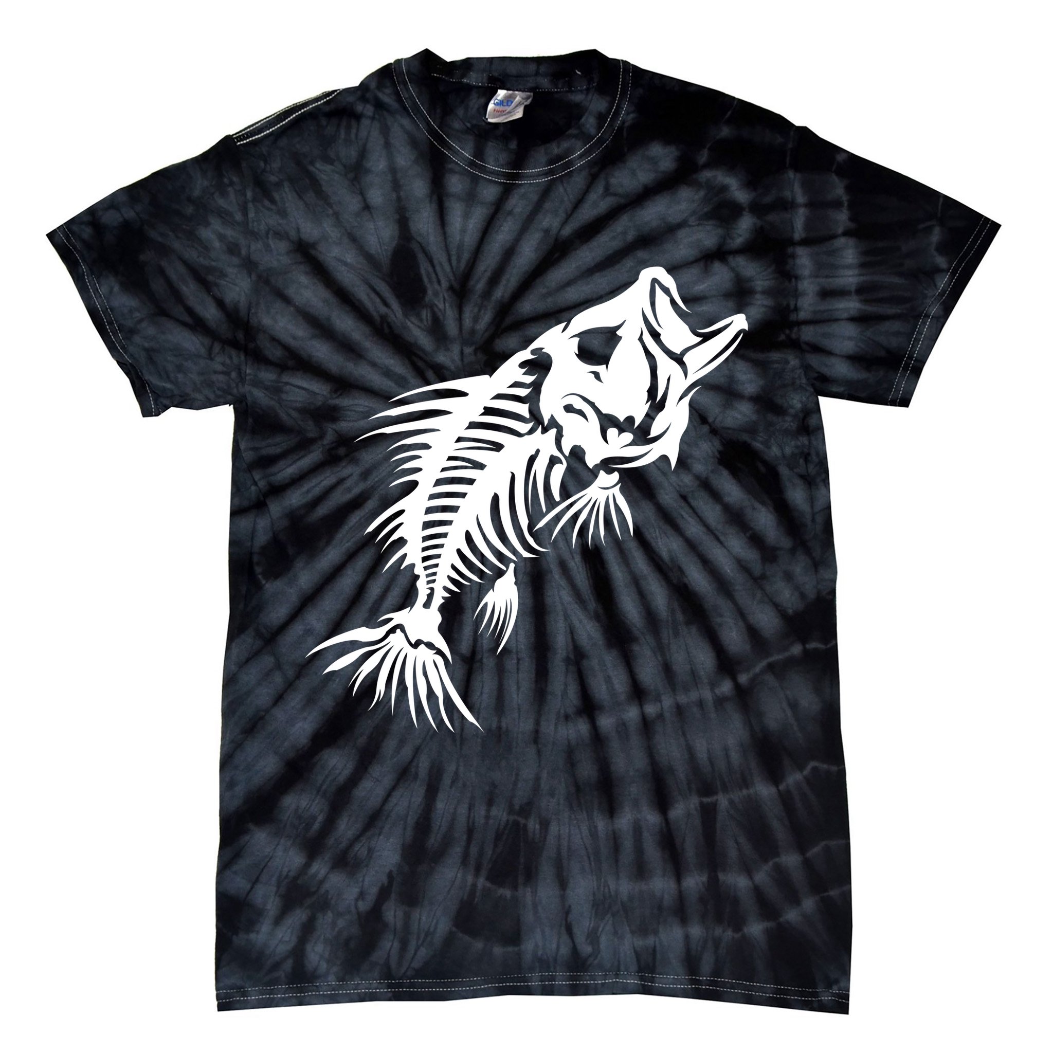 Dead Fish Skeleton X-Ray Tie-Dye T-Shirt
