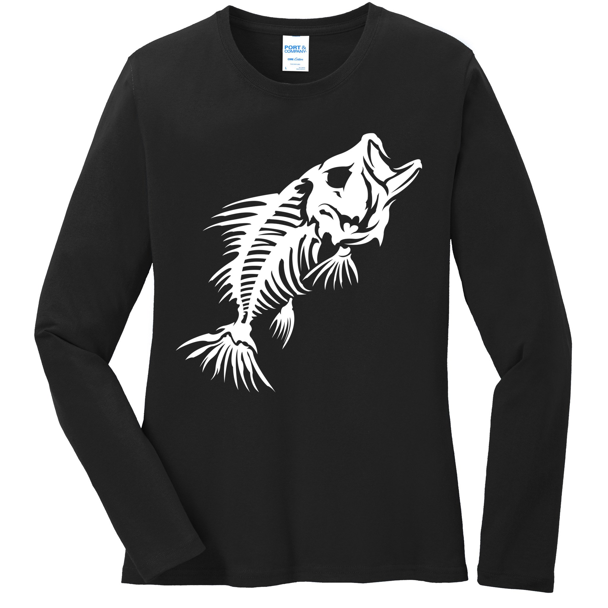 Dead Fish Skeleton X-Ray Ladies Long Sleeve Shirt