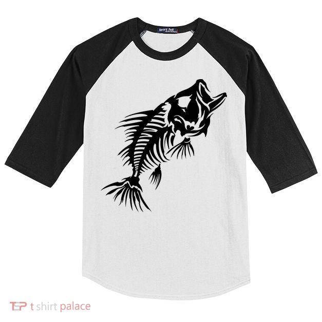 Dead Fish Skeleton X-Ray Kids Colorblock Raglan Jersey