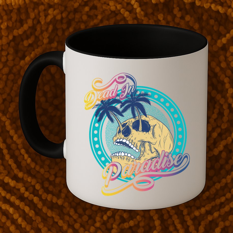 Dead In Paradise Tropical Skull Mug