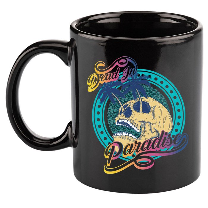 Dead In Paradise Tropical Skull 11oz C Handle Ceramic Mug