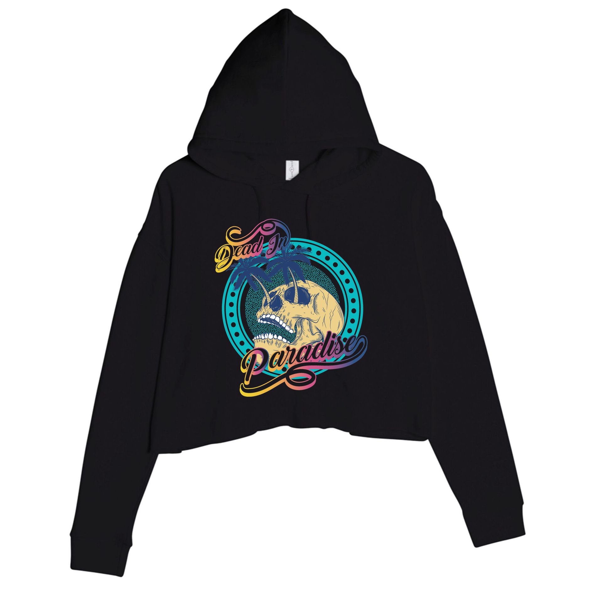 Dead In Paradise Tropical Skull Crop Fleece Hoodie