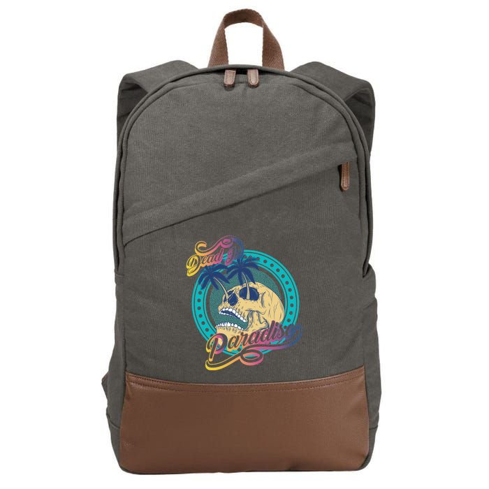 Dead In Paradise Tropical Skull Cotton Canvas Backpack