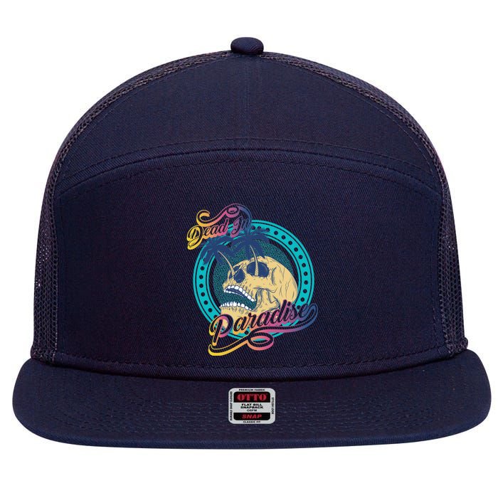 Dead In Paradise Tropical Skull 7 Panel Mesh Trucker Snapback Hat