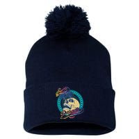 Dead In Paradise Tropical Skull Pom Pom 12in Knit Beanie