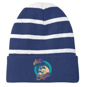 Dead In Paradise Tropical Skull Striped Beanie with Solid Band