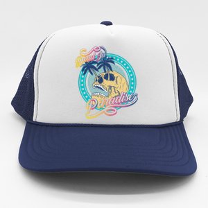 Dead In Paradise Tropical Skull Trucker Hat