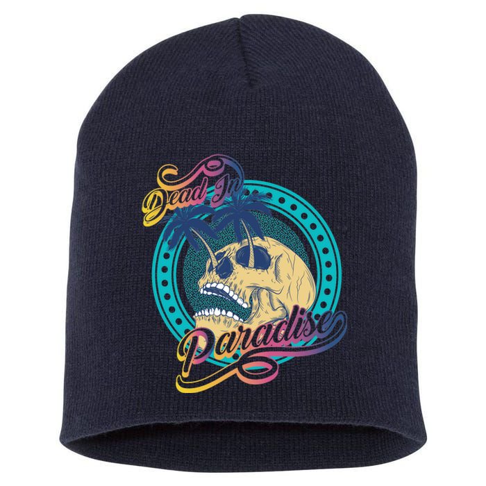 Dead In Paradise Tropical Skull Short Acrylic Beanie