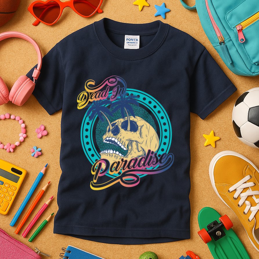Dead In Paradise Tropical Skull Kids T-Shirt