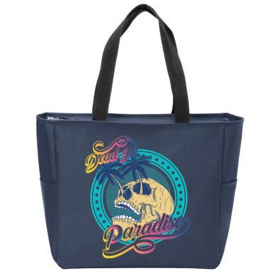 Dead In Paradise Tropical Skull Zip Tote Bag