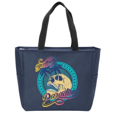 Dead In Paradise Tropical Skull Zip Tote Bag
