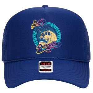 Dead In Paradise Tropical Skull High Crown Mesh Back Trucker Hat