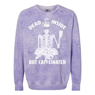 Dead Inside But Caffeinated Colorblast Crewneck Sweatshirt