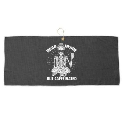 Dead Inside But Caffeinated Large Microfiber Waffle Golf Towel