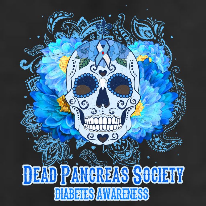 Dead Pancreas Society Diabetes Awareness Sugar Skull 7 Panel Mesh Trucker Snapback Hat