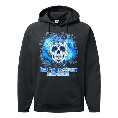 Dead Pancreas Society Diabetes Awareness Sugar Skull Performance Fleece Hoodie