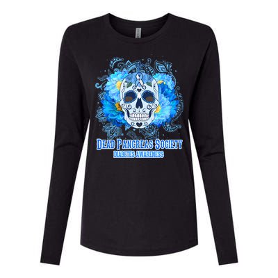 Dead Pancreas Society Diabetes Awareness Sugar Skull Womens Cotton Relaxed Long Sleeve T-Shirt