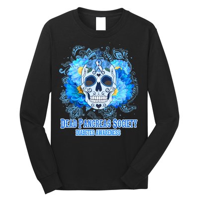 Dead Pancreas Society Diabetes Awareness Sugar Skull Long Sleeve Shirt