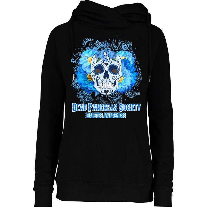 Dead Pancreas Society Diabetes Awareness Sugar Skull Womens Funnel Neck Pullover Hood