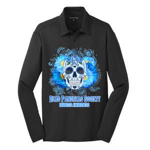 Dead Pancreas Society Diabetes Awareness Sugar Skull Silk Touch Performance Long Sleeve Polo