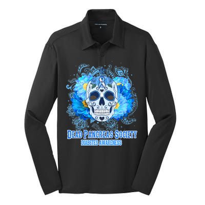 Dead Pancreas Society Diabetes Awareness Sugar Skull Silk Touch Performance Long Sleeve Polo