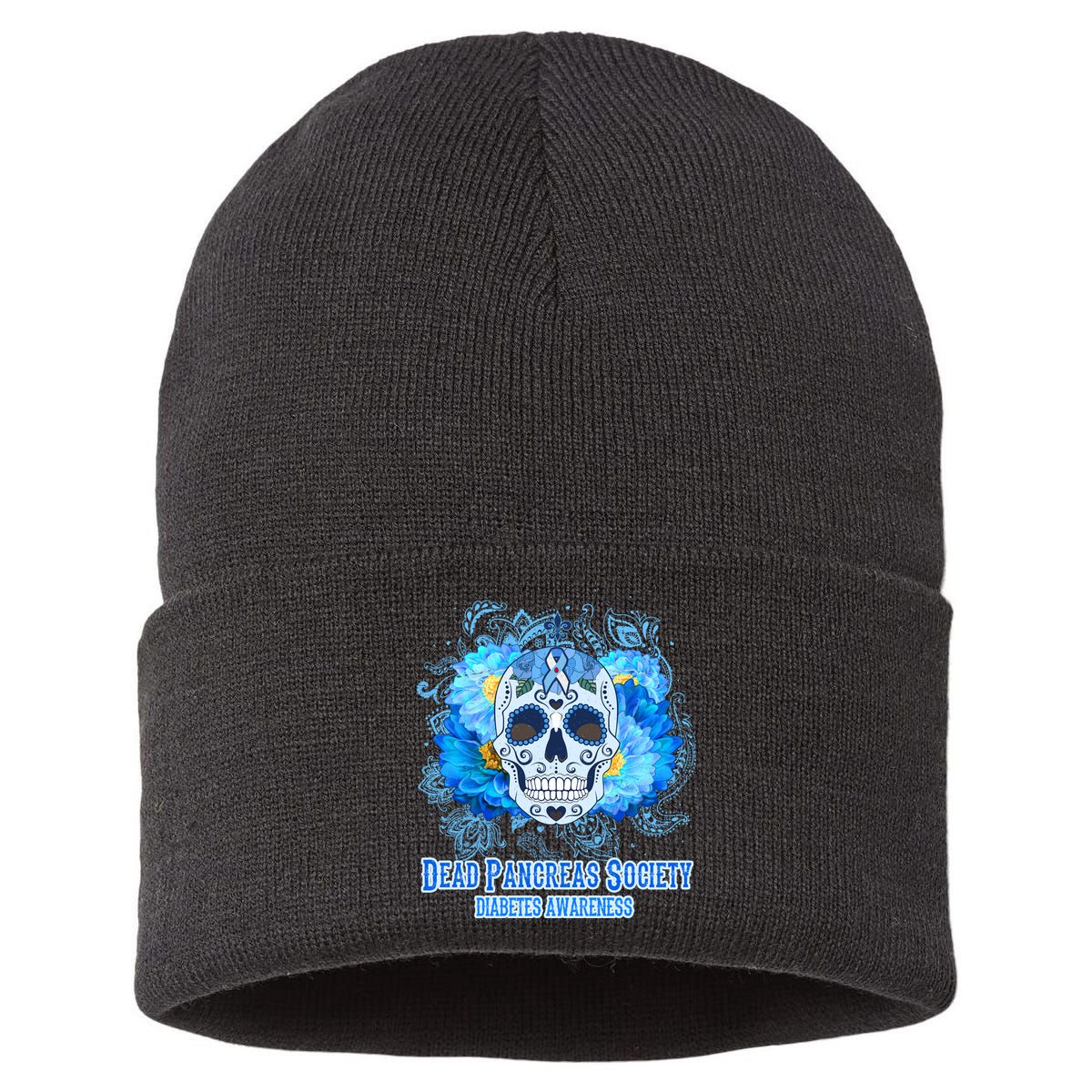 Dead Pancreas Society Diabetes Awareness Sugar Skull Sustainable Knit Beanie