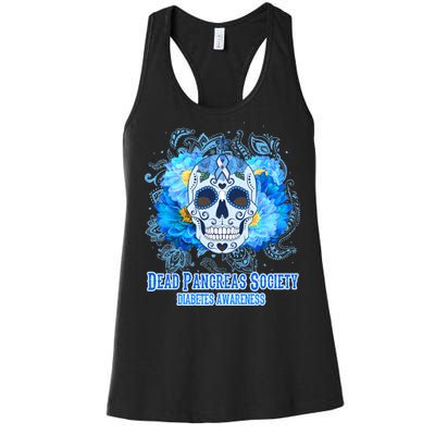 Dead Pancreas Society Diabetes Awareness Sugar Skull Women's Racerback Tank