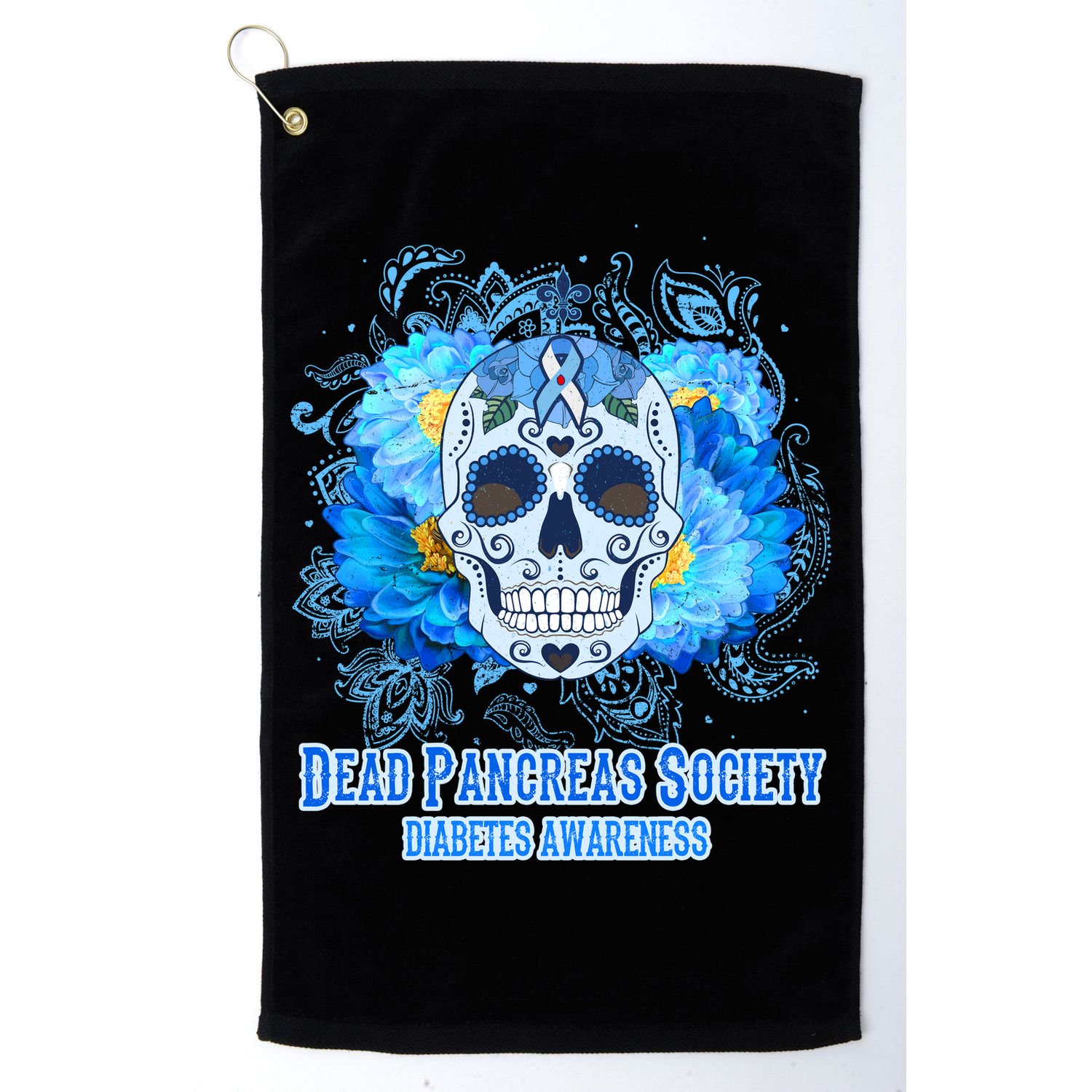 Dead Pancreas Society Diabetes Awareness Sugar Skull Golf Towel