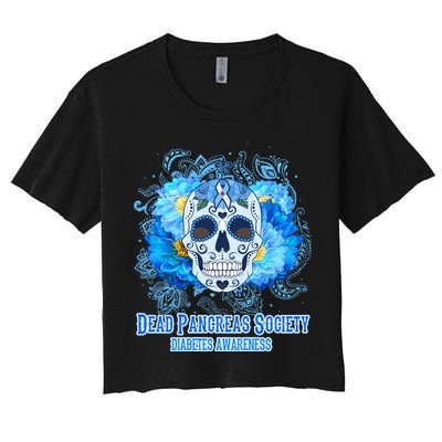 Dead Pancreas Society Diabetes Awareness Sugar Skull Women's Crop Top Tee