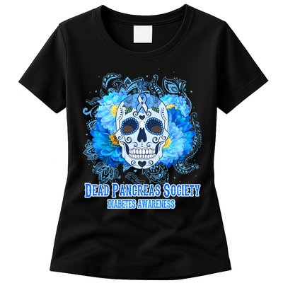 Dead Pancreas Society Diabetes Awareness Sugar Skull Womens T-Shirt