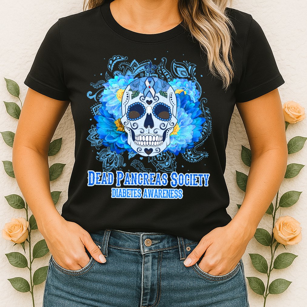 Dead Pancreas Society Diabetes Awareness Sugar Skull Womens T-Shirt