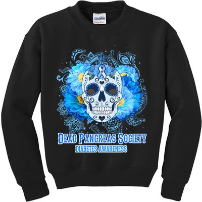 Dead Pancreas Society Diabetes Awareness Sugar Skull Kids Sweatshirt