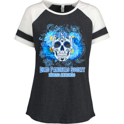 Dead Pancreas Society Diabetes Awareness Sugar Skull Enza Ladies Jersey Colorblock Tee