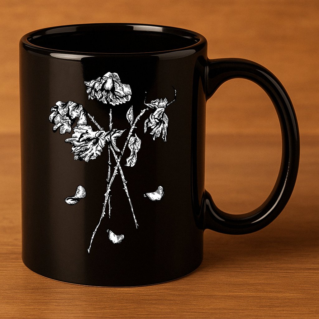 Dead Roses 11oz C Handle Ceramic Mug