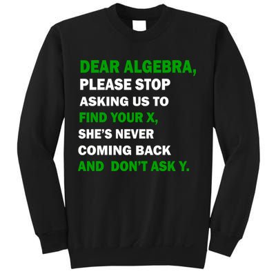 Dear Algebra Find Your X And Don't Tell Y Sweatshirt