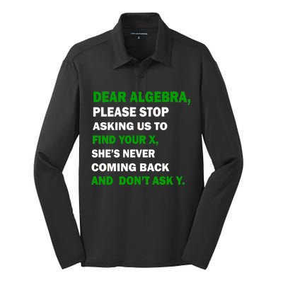 Dear Algebra Find Your X And Don't Tell Y Silk Touch Performance Long Sleeve Polo